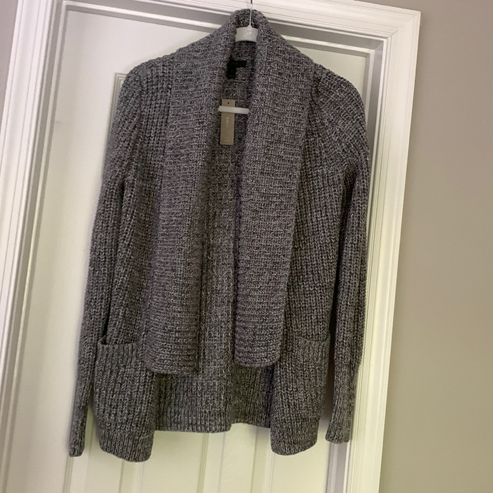 J. Crew Gray Chunky Knit Open-Front Cardigan